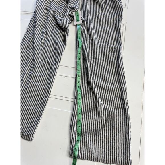Rewind Pants Striped Linen Blend Wide Leg Raw Hem Drawstring Slash Pocket Size 7 - Picture 6 of 6
